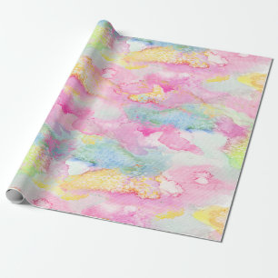 Pastel Pink Watercolor Ink Paint Art Wrapping Paper