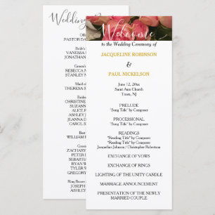 Pastel Pink Wedding Program Gold