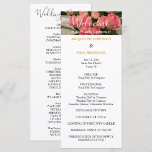 Pastel Pink Wedding Program Gold