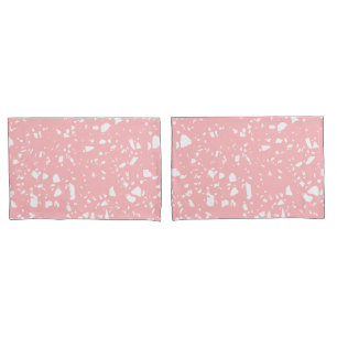 Pastel Pink White Abstract Terrazzo Pattern Pillowcase