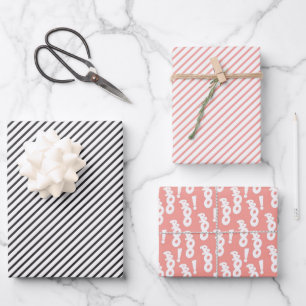 PASTEL PINK WHITE AND BLUE HALLOWEEN WRAPPING PAPER SHEET