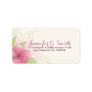 Pastel Pink & White Floral Wedding Label