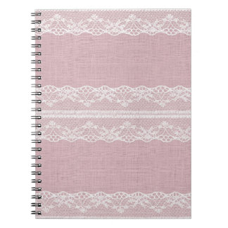 Pastel Pink White Lace Texture Notebook