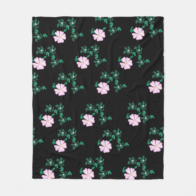 Pastel pink Wild Rose  Fleece Blanket (Front)