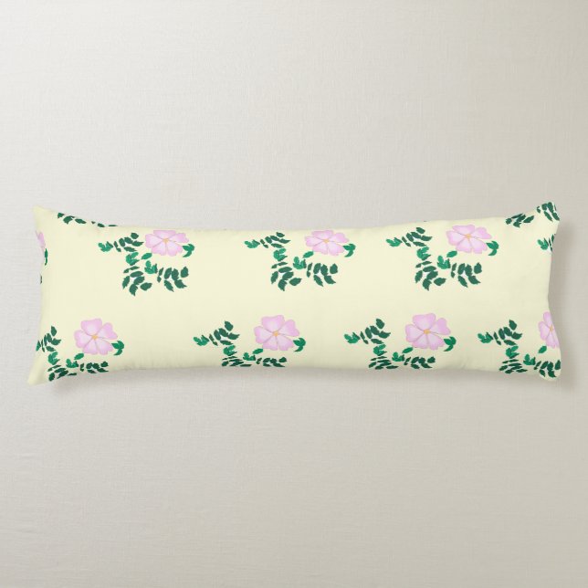 Pastel pink Wild Rose Flower  Body Cushion (Front)
