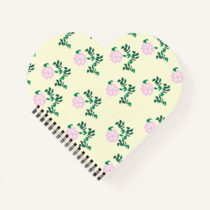 Pastel pink Wild Rose Flower heart shaped Notebook
