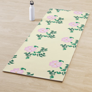 Pastel pink Wild Rose Flower Yoga Mat