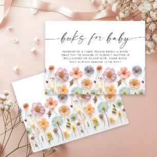 Pastel Pink Wildflower Baby Shower Books for Baby Enclosure Card