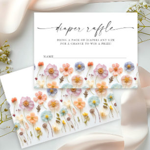 Pastel Pink Wildflower Baby Shower Diaper Raffle Enclosure Card
