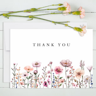 Pastel Pink Wildflower Thank You Card – Dusty Bota
