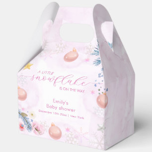 Pastel Pink Winter Snowflake Floral Baby Shower  Favour Box
