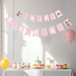 Pastel Pink Winter Wonderland Snowflake  Bunting