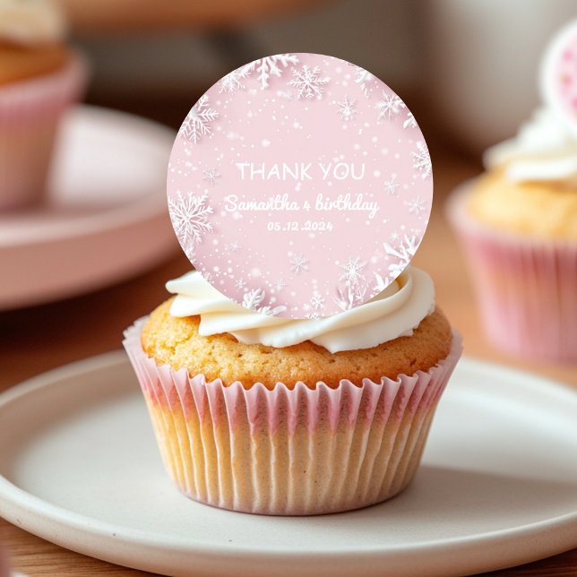 Pastel Pink Winter Wonderland Snowflake  Classic Round Sticker (Creator Uploaded)