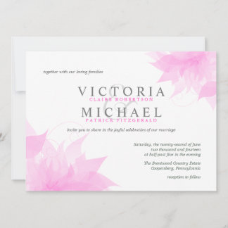 Pastel Pink Wispy Floral Wedding Invitations