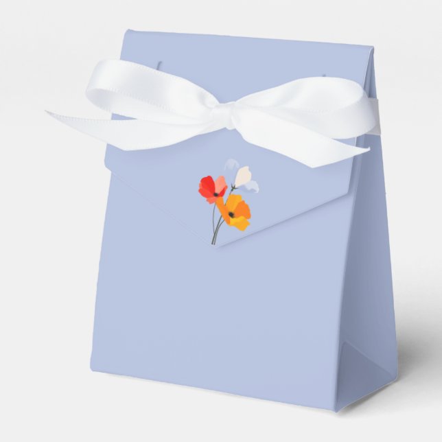 Pastel Pink with Bold Summer Poppies Favour Box (Front Side)