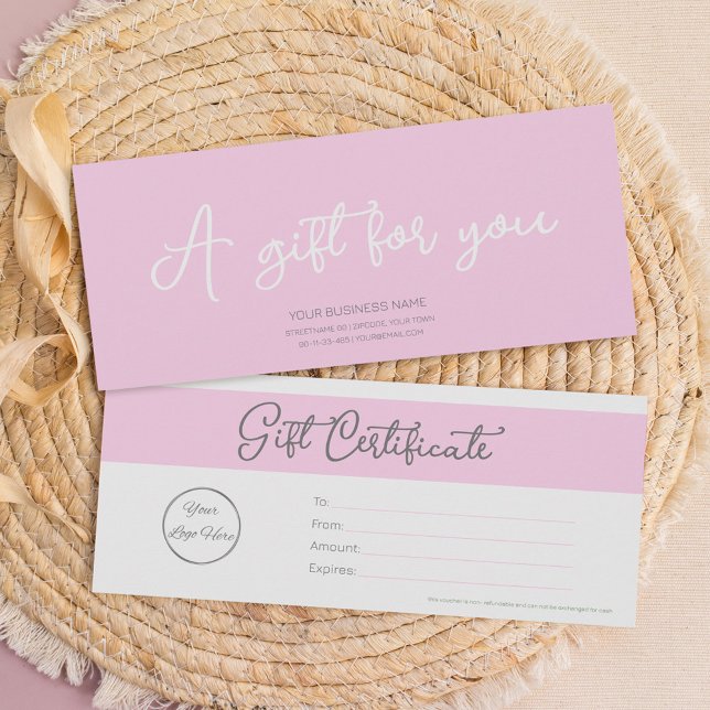 Pastel pink with logo feminine gift certificate (Creator Uploaded)