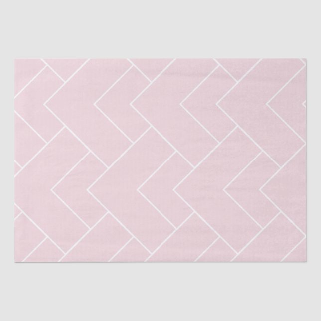Pastel Pink with White Geometric Pattern  Tissue Paper (Front)