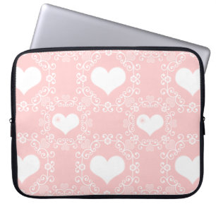 Pastel Pink with White Hearts Electronics Sleeves