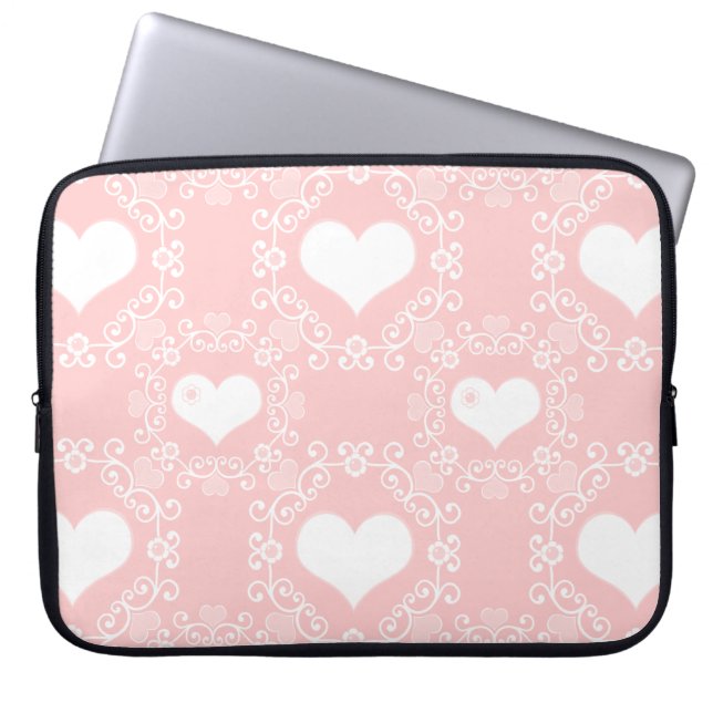 Pastel Pink with White Hearts Electronics Sleeves (Front)