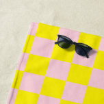 Pastel Pink Yellow Chequered Chequerboard Vintage Beach Towel<br><div class="desc">Pastel Pink and Yellow Chequered Chequerboard Vintage.</div>