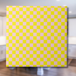 Pastel Pink Yellow Chequered Chequerboard Vintage Ceramic Tile