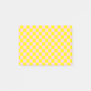 Pastel Pink Yellow Chequered Chequerboard Vintage Post-it Notes