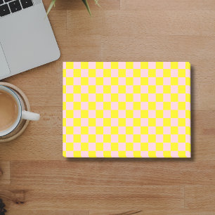 Pastel Pink Yellow Chequered Chequerboard Vintage Post-it Notes