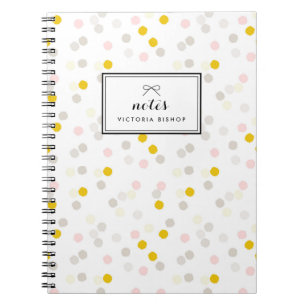 Pastel Pink Yellow Confetti Pattern Personalised Notebook