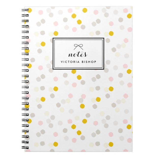 Pastel Pink Yellow Confetti Pattern Personalised Notebook (Front)