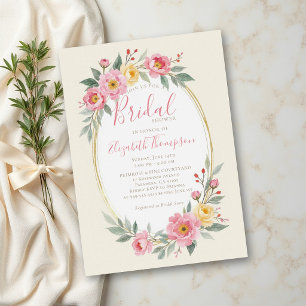 Pastel Pink Yellow Floral Bloom Bridal Shower Invitation
