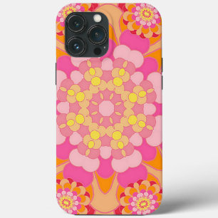 Pastel Pink Yellow Orange Nouveau Deco Pattern iPhone Case