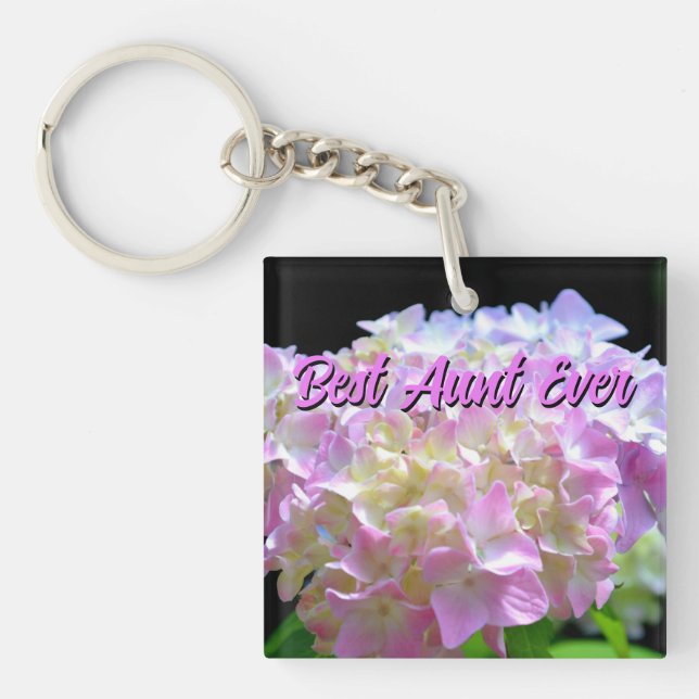 pastel pink yellow purple hydrangeas flowers Aunt Key Ring (Front)