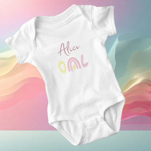 Pastel pink yellow rainbow Birthday party Baby Bodysuit