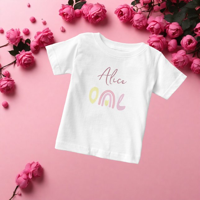 Pastel pink yellow rainbow Birthday party Baby T-Shirt (Creator Uploaded)