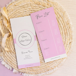Pastel pink your logo feminine price list  rack card
