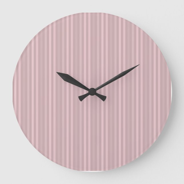 Pastel Pinks Vertical Stripes Large Clock (Front)