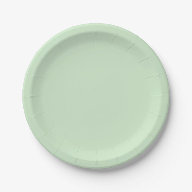 Pastel Pistachio Solid Colour | Classic | Elegant Paper Plate (Front)