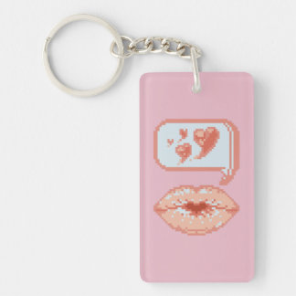 Pastel Pixel Kissy Lips - Autumn Acrylic Keychain