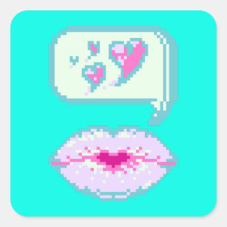 Pastel Pixel Kissy Lips - Spring Sticker