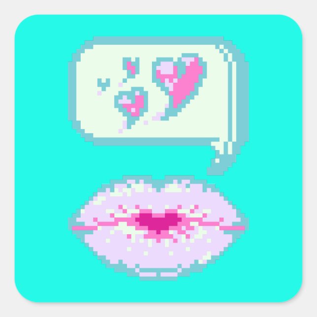 Pastel Pixel Kissy Lips - Spring Sticker (Front)