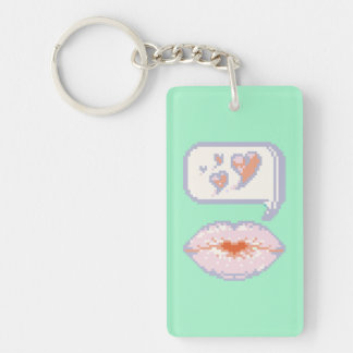 Pastel Pixel Kissy Lips - Winter Acrylic Keychain