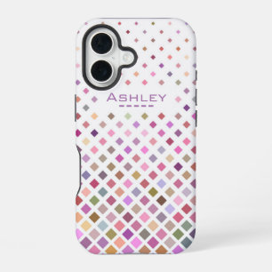Pastel Pixels Cool Geometric Pattern Personalised iPhone 16 Case