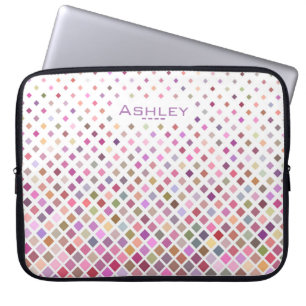 Pastel Pixels Cool Geometric Pattern Personalised Laptop Sleeve