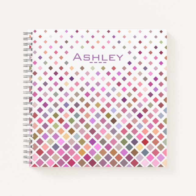 Pastel Pixels Cool Geometric Pattern Personalised Notebook (Front)
