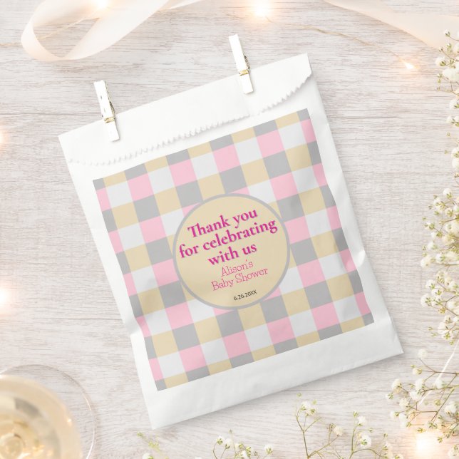 Pastel Plaid Baby Shower Favour Bag (Clipped)