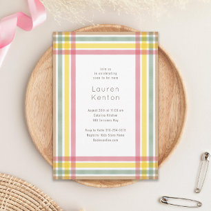 Pastel Plaid Baby Shower Invitation
