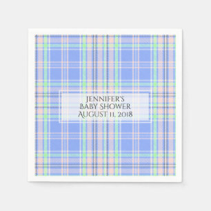 Pastel Plaid Baby Shower Paper Napkins