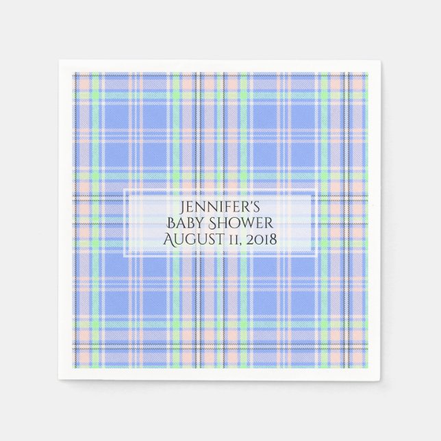 Pastel Plaid Baby Shower Paper Napkins (Front)