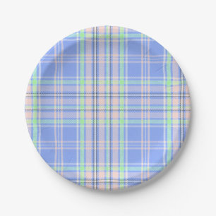 Pastel Plaid Baby Shower Plate