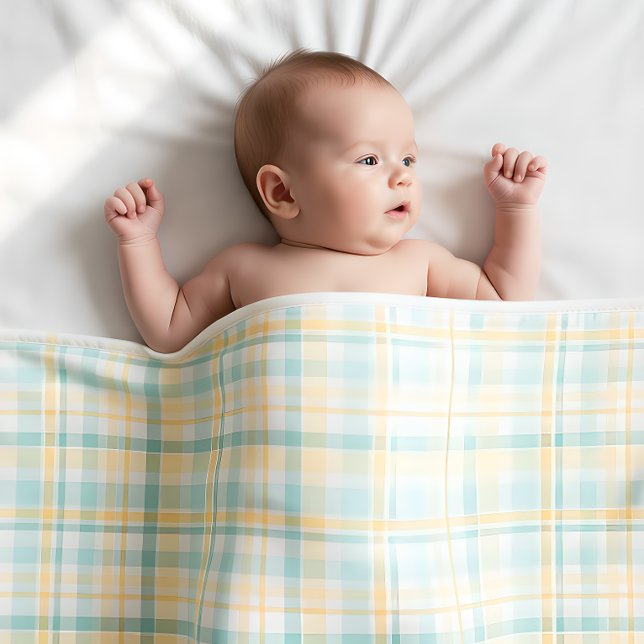 Pastel Plaid Baby's First Christmas Sherpa Blanket (Creator Uploaded)